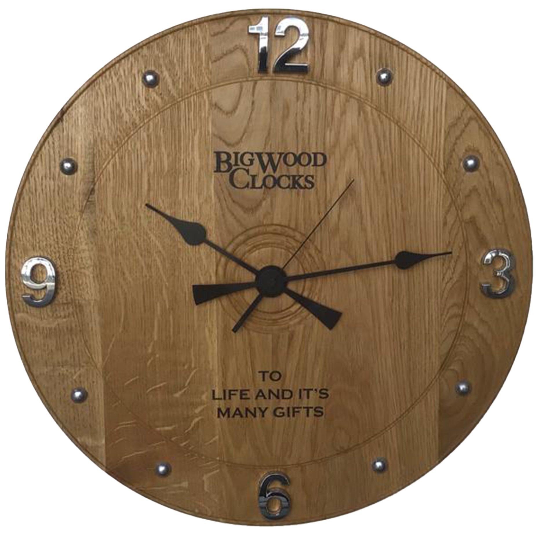 "To Life And It's Many Gifts" - Solid Oak Clocks